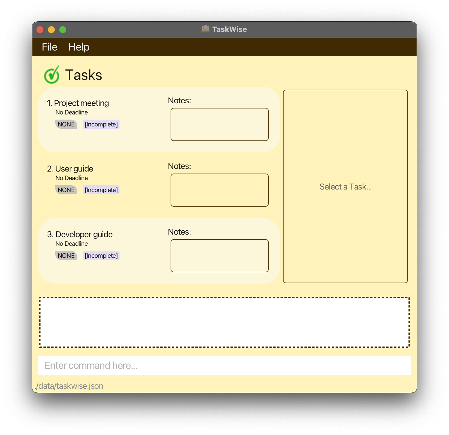 Screenshot of TaskWise UI